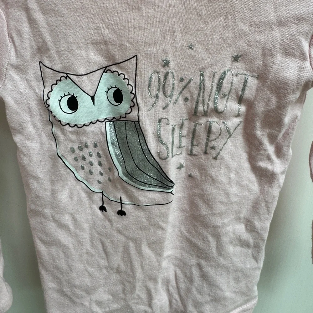 Simple Joys by Carter's 24M Girls Pink Owl 99% Not Sleepy Long Sleeve Pajama Top